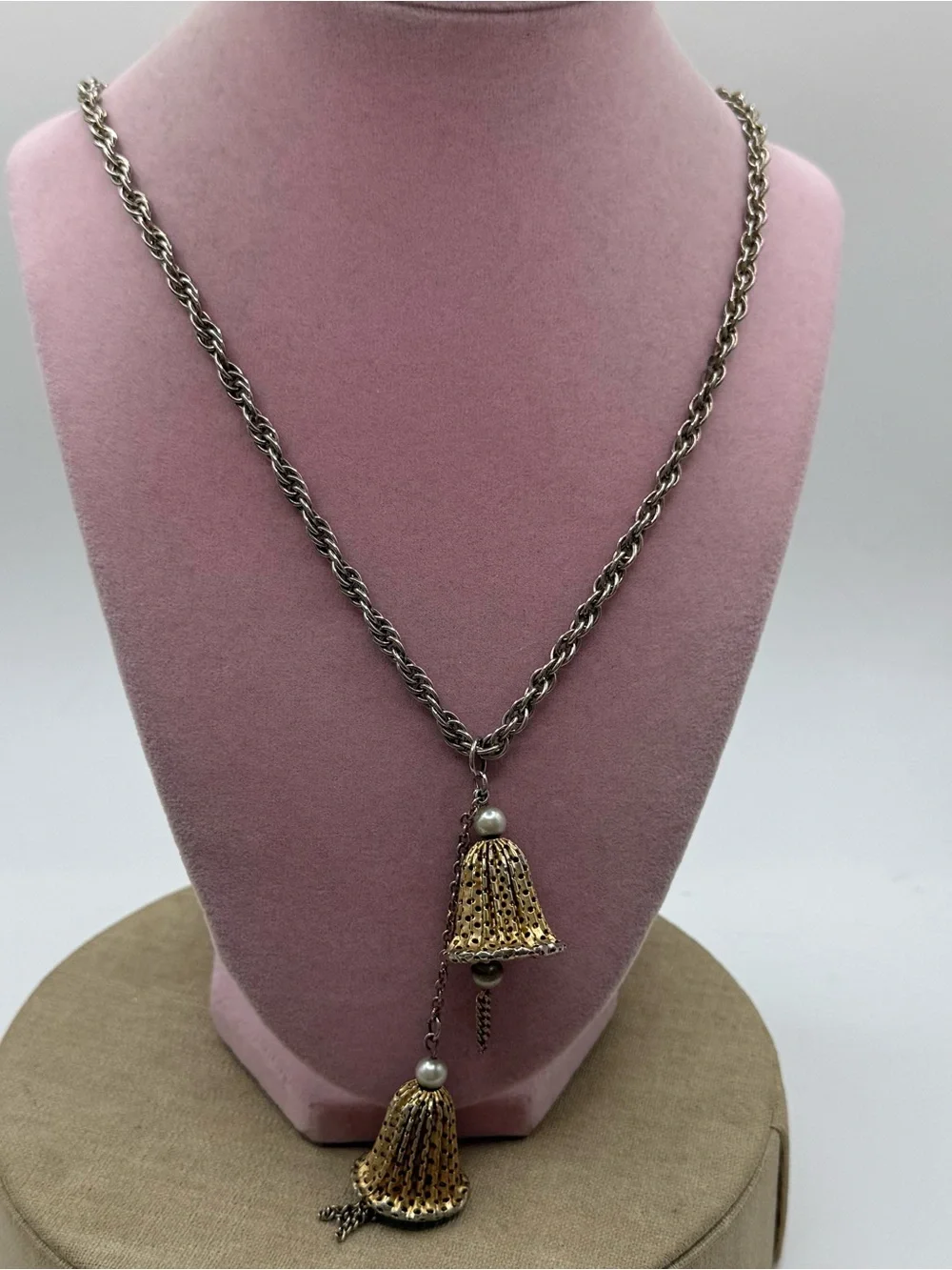 Vintage-Inspired Gold & Silver Tassel Pendant Necklace - Women Jewelry